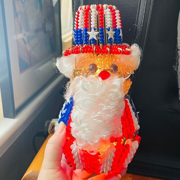 Uncle Sam 4th of July Patriotic Hand Crafted Safety Pin Stars & Stripes Light-Up - Picture 9 of 10